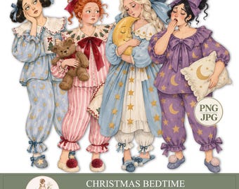 Weihnachtspapierpuppen zum Ausdrucken für Junk Journals, Bastelvorlagen, digitale Cliparts | PaperPrintsPro