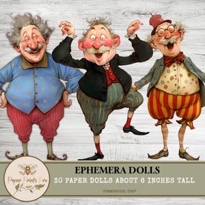 Printable Paper Dolls Collage  – Vintage Grandpas for Junk Journals & collage – PaperPrintsPro