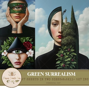 Surreal Digital Collage Sheets-27 Pages of Art Prints for Crafting and Art Journals - PaperPrintsPro