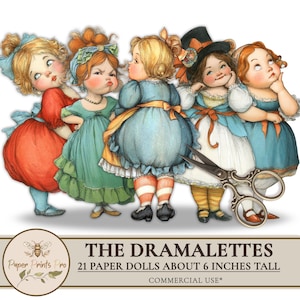 Printable Paper Dolls – Whimsical Vintage-Style Girl Cutouts, Ephemera for Junk Journals & Crafts by PaperPrintsPro