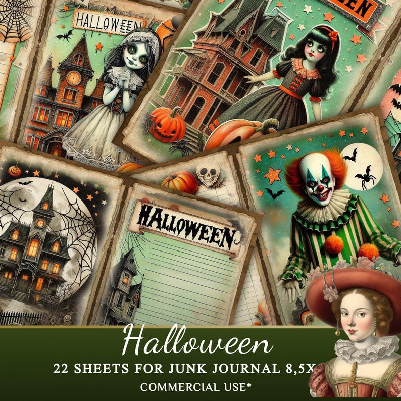 Halloween Junk Journal Printable Kit – 22 Pages for Scrapbooking ...