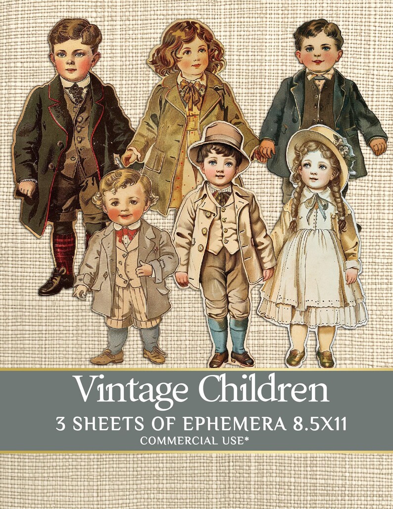Vintage Paper Doll Ephemera: Fussy Cut Junk Journal Kit (PDF) - Etsy 日本