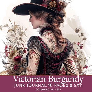 Victorian Lady Ephemera: Junk Journal Kit, Scrapbook Paper (Digital Download)