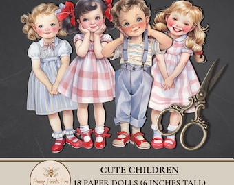 Printable Paper Dolls 1950s Style – 18 Retro Characters for Journaling and Scrapbooking – PaperPrintsPro
