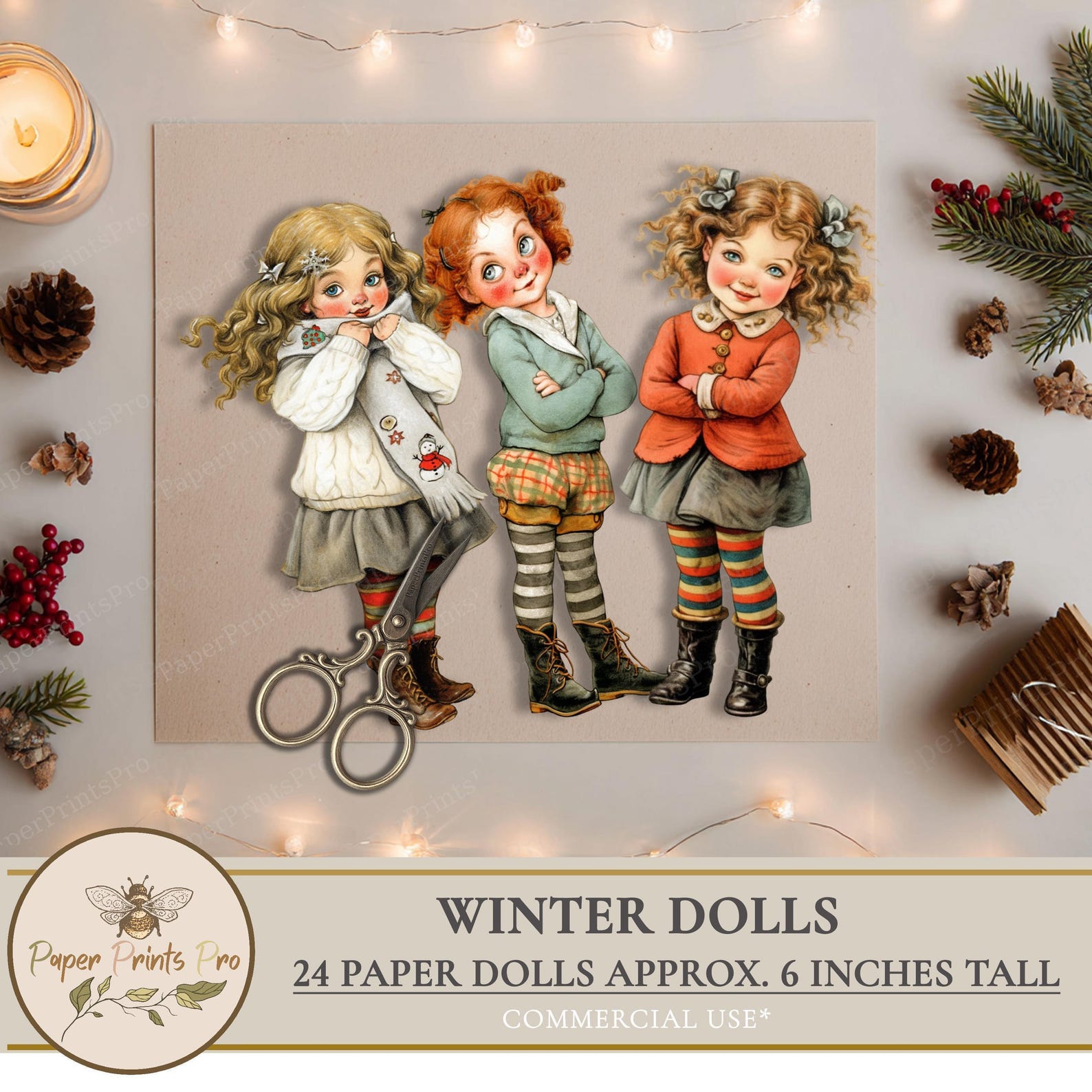 Winter Kids Paper Doll Set: Printable Holiday Craft Project for Junk ...