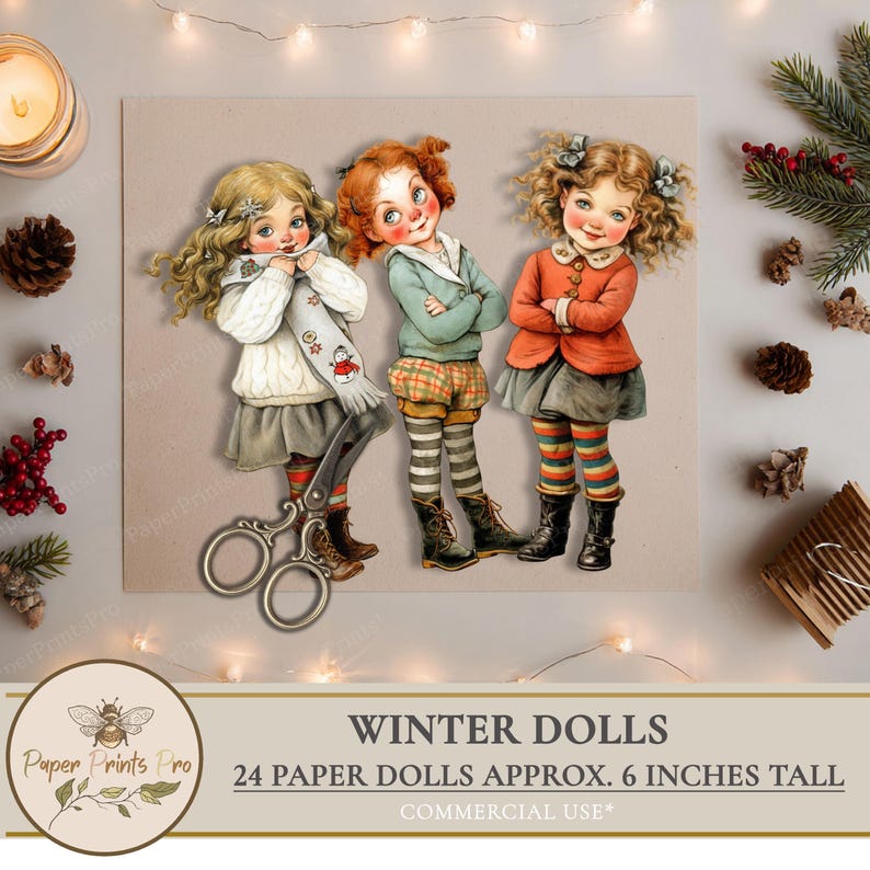 Winter Kids Paper Doll Set: Printable Holiday Craft Project for Junk ...