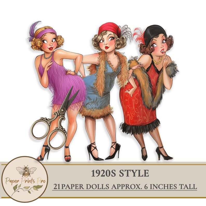 1920s Flapper Girls Paper Dolls Printable – Vintage Ephemera Cutouts ...
