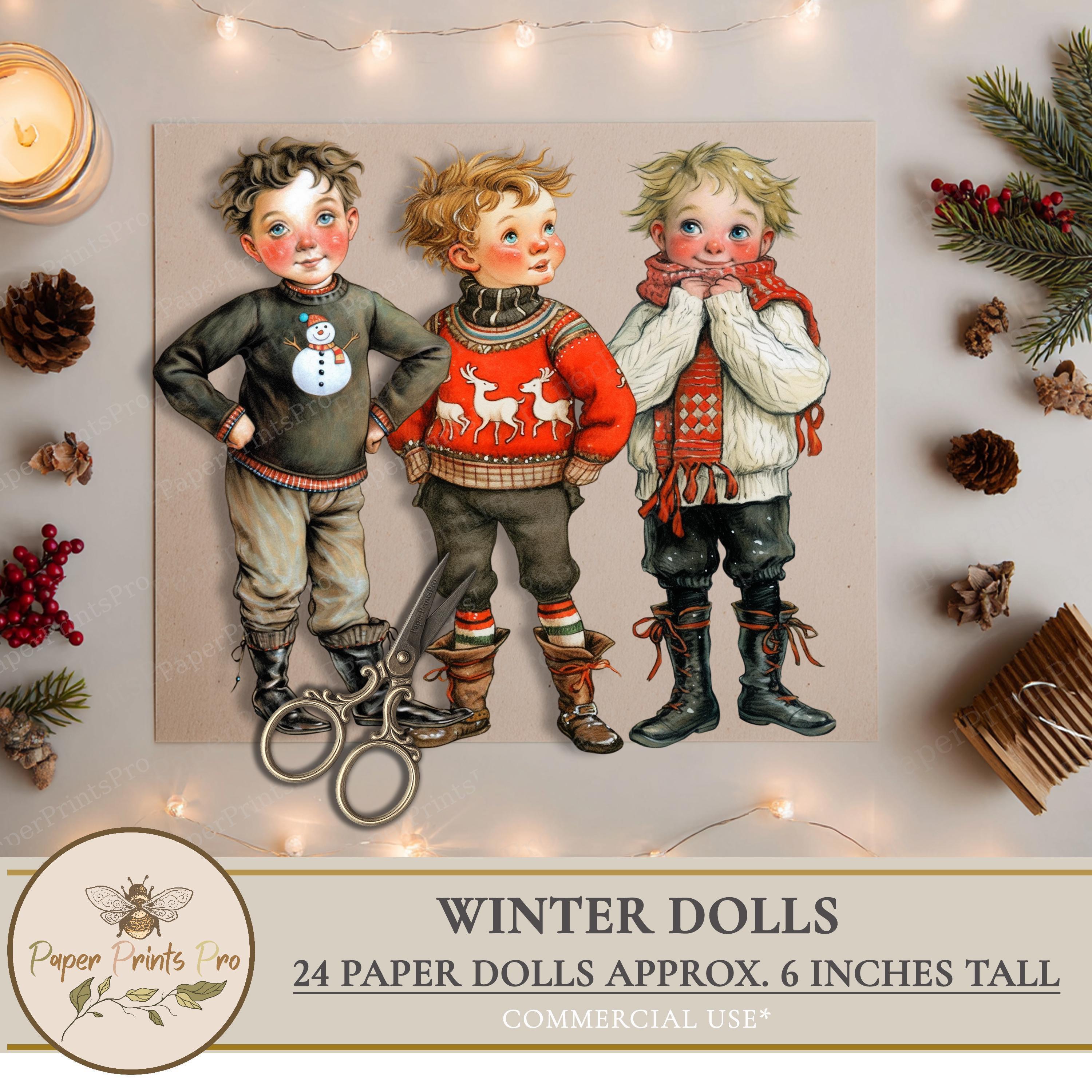 Winter Kids Paper Doll Set: Printable Holiday Craft Project for Junk ...