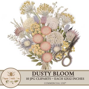 Clipart Dried Flowers – 10 JPG Botanical Arrangements for Junk Journals, Scrapbooking, Card Making, Paper Crafts by PaperPrintsPro