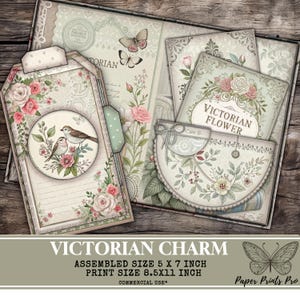 Printable Victorian Junk Journal Kit: 25 Vintage Bird Pages for Scrapbooking | Junk Journal Pockets