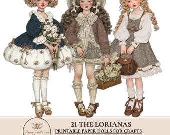 Printable Paper Dolls • Digital Vintage Girls for Junk Journaling, Collage , Crafts • PNG JPG - PaperPrintsPro