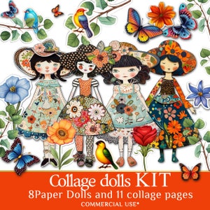 Paper Doll Collage Kit: Printable Paper Dolls  for crafts, collages, postcards, magazines, applications and children's games