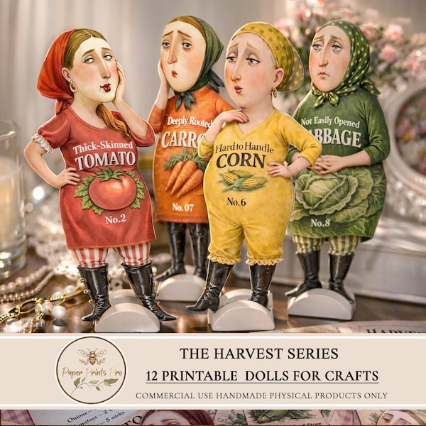 Printable Paper Dolls – 12 Women in Vintage Style with Ephemera - Junk Journal Crafts – PaperPrintsPro