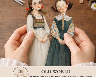 Printable Paper Dolls – 21 Vintage Girls for Junk Journals & Crafts by PaperPrintsPro