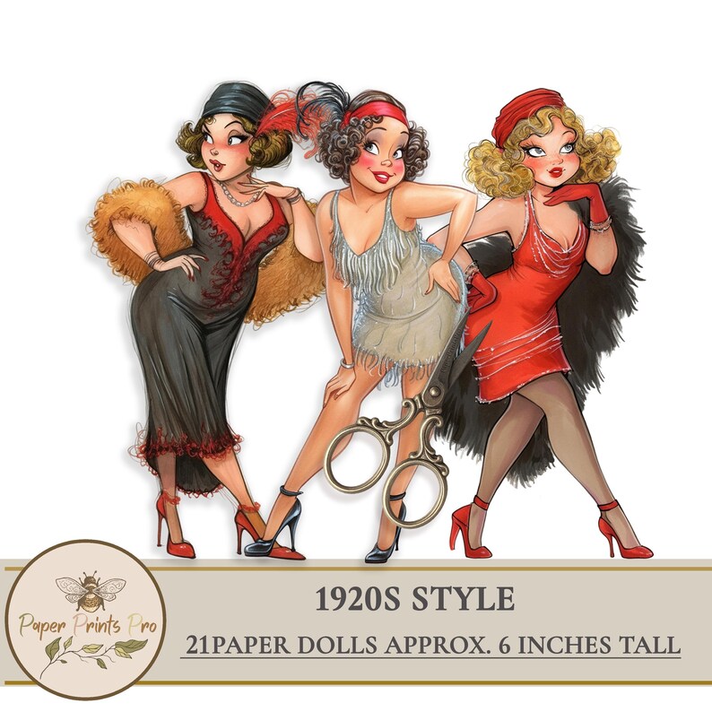 1920s Flapper Girls Paper Dolls Printable – Vintage Ephemera Cutouts ...