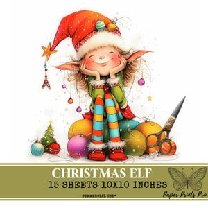 Colorful Christmas Elf clip art - Festive Digital Download, 15 Printable christmas pictures JPG