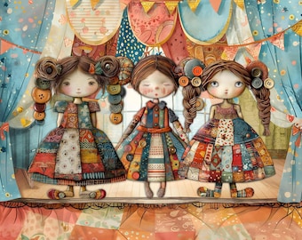 Printable Paper Dolls Set – Puppet Theater Kit for Journals, Scrapbooking and Crafts – PaperPrintsPro