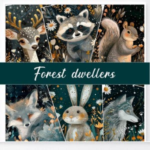 Forest Animals Digital Art Prints: Scrapbooking, Decoupage (PDF) image 2