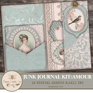 Vintage Junk Journal Kit – 19 Printable Pages with Pockets and Tags – PaperPrintsPro