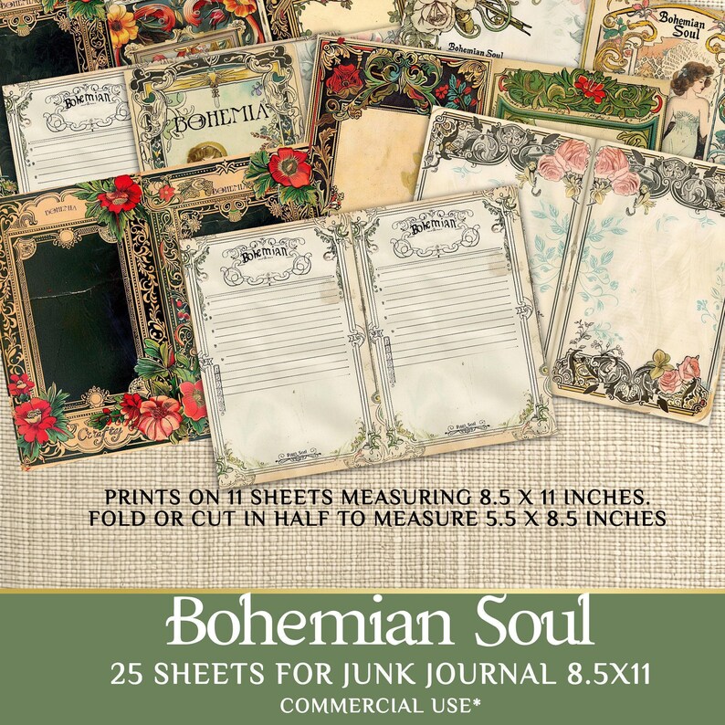 Printable Junk Journal Kit – 25 Boho Ephemera Pages for Vintage ...