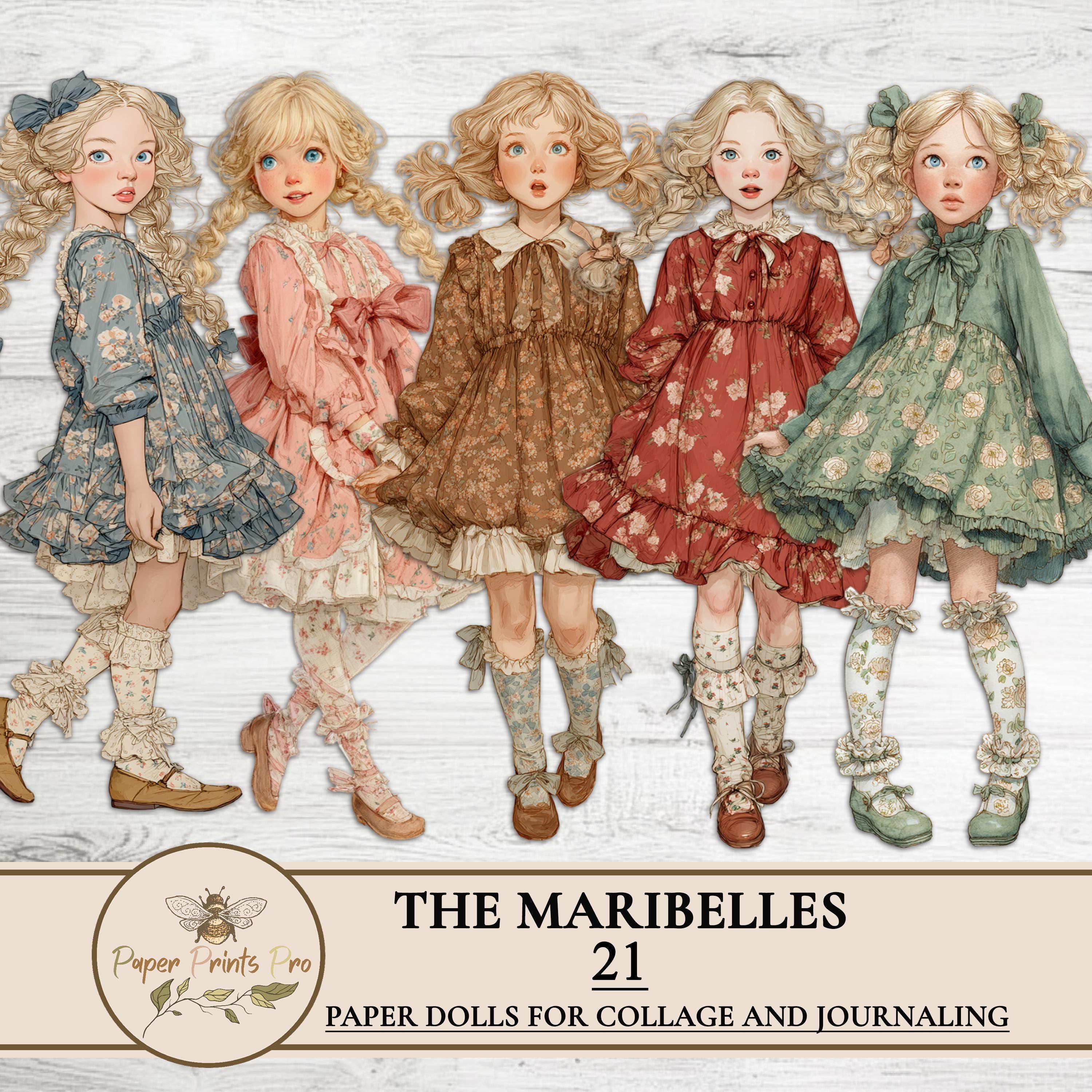 Printable Paper Dolls – 21 Vintage Style Girls Ephemera Kit for Junk ...
