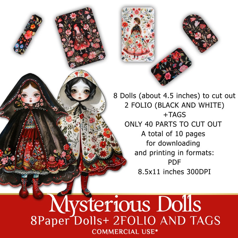 Digital Paper Doll Kit With 2 Folios and Tags Printable Girl Paper ...