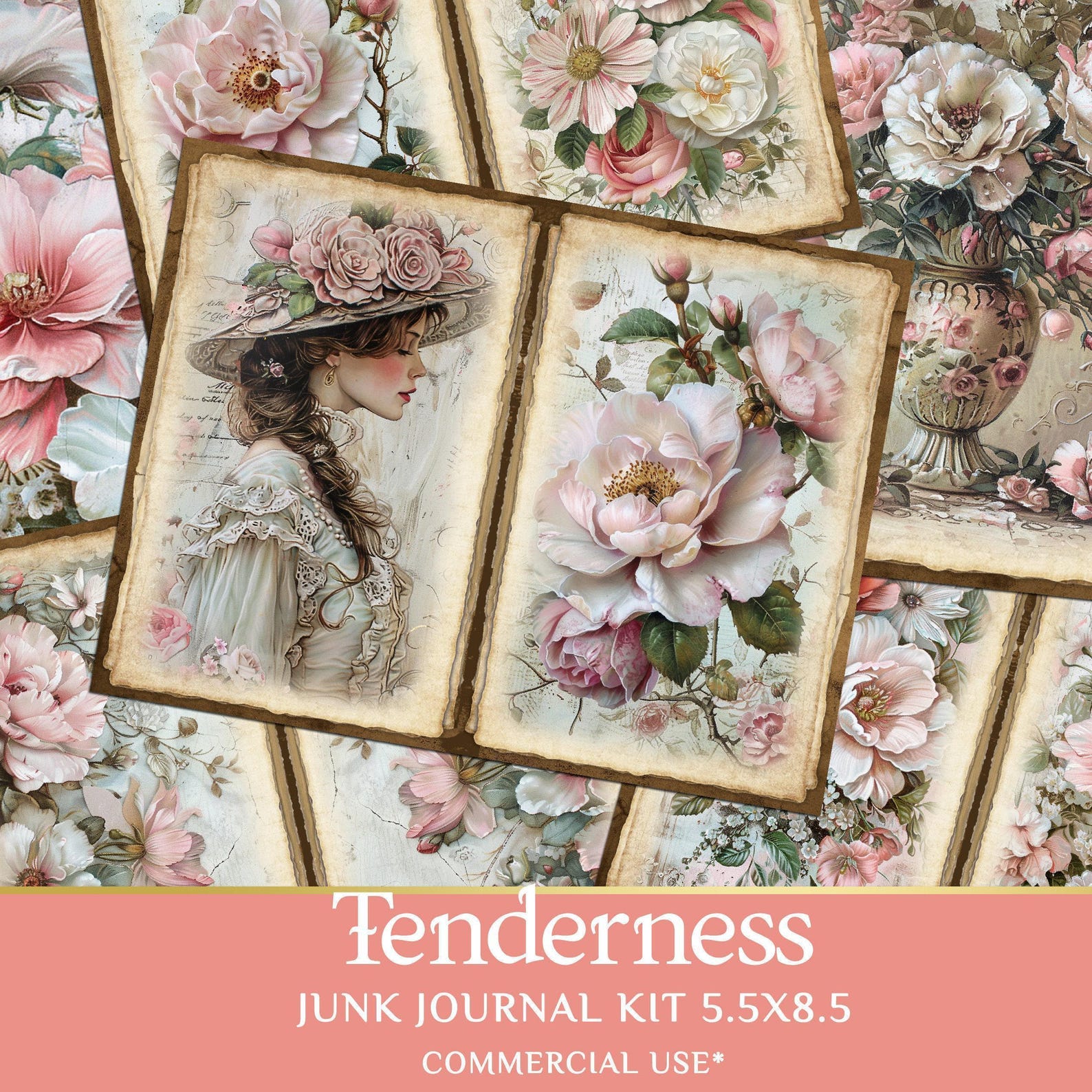 Junk Journal Kit Tenderness - Digital Kit With Vintage Ephemera for ...