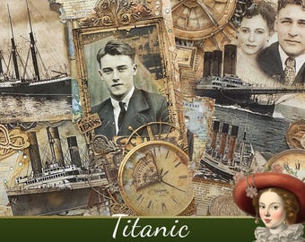 Vintage Titanic Junk Journal Pages – Printable Ephemera for Scrapbooking and Journals – PaperPrintsPro