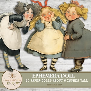Ephemera Printable Paper Dolls  -"Whimsi Girl" - Vintage DIY Cutouts -PaperPrintsPro