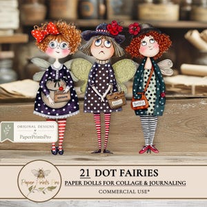 Printable Paper Dolls – 21 Polka Dot Fairies for Junk Journals & Crafts - PaperPrintsPro