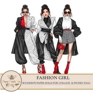 Printable Fashion Paper Dolls, 18 Fashion Girl Stickers for Planners, Collage, Scrapbooking, Diary Pages - PaperPrintsPro