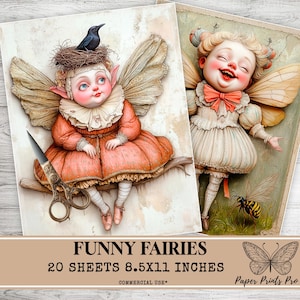 Funny Fairies - 20 Whimsical Digital Pages Featuring Playful Fairies for Scrapbooking & Journaling