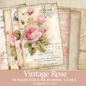 Printable Pages for Junk Journal - Vintage Rose and Floral Papers, Perfect for DIY Scrapbooking Projects