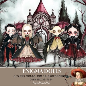 Printable Paper Dolls – Enigma Collection of Magical Cut-Outs with Captivating Backgrounds for Crafts and Storytelling Halloween