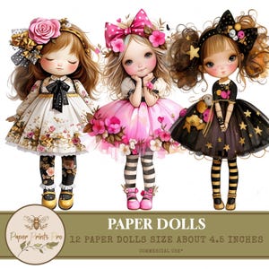 12 Paper Doll Printables  for Fussy Cut  - Perfect Ephemera for Junk Journals, Ideal for Adults and Children