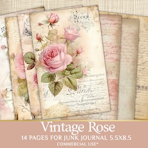 Printable Pages for Junk Journal - Vintage Rose and Floral Papers, Perfect for DIY Scrapbooking Projects