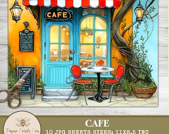 Cozy Cafe Printable Paper: Vintage Coffee Shop Backgrounds (Digital Download)
