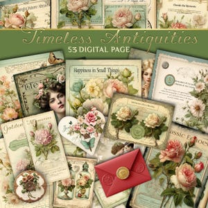 Vintage Floral Junk Journal Kit: Ephemera, Envelopes, Labels (Digital Download)– PaperPrintsPro