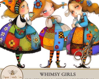 Whimsical Paper Dolls: Collage & Junk Journal Cutouts (6x6 JPG Sheets)(Digital Download