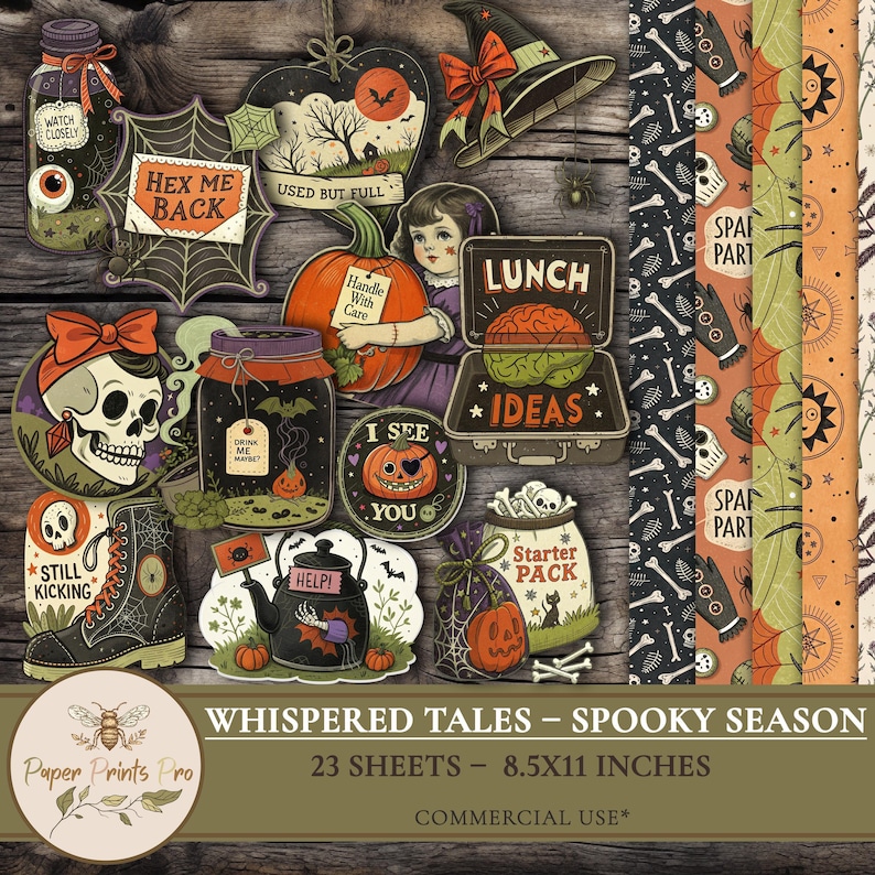 Printable Halloween Junk Journal Kit: Spooky Ephemera, Scrapbook Pages ...