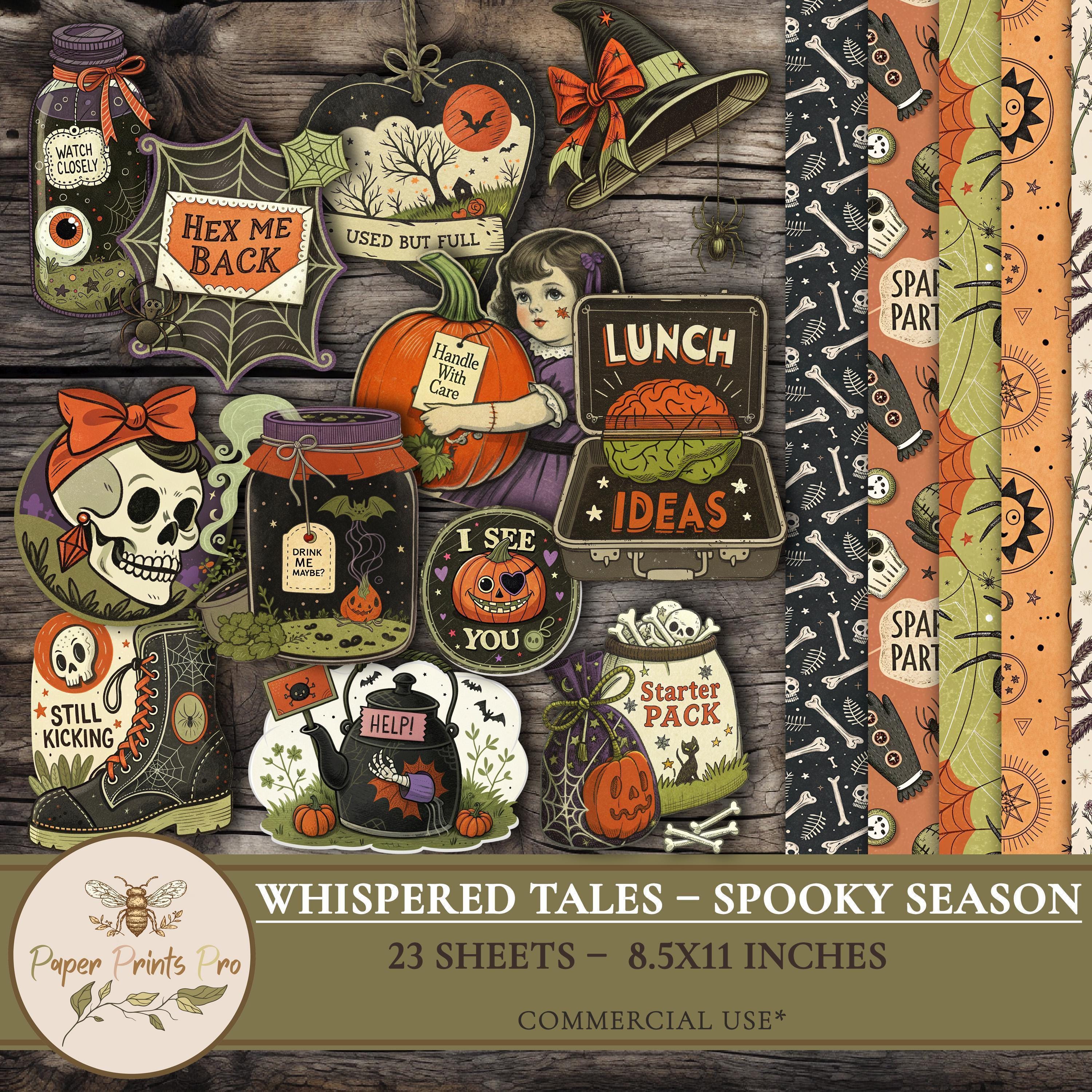Printable Halloween Junk Journal Kit: Spooky Ephemera, Scrapbook Pages ...
