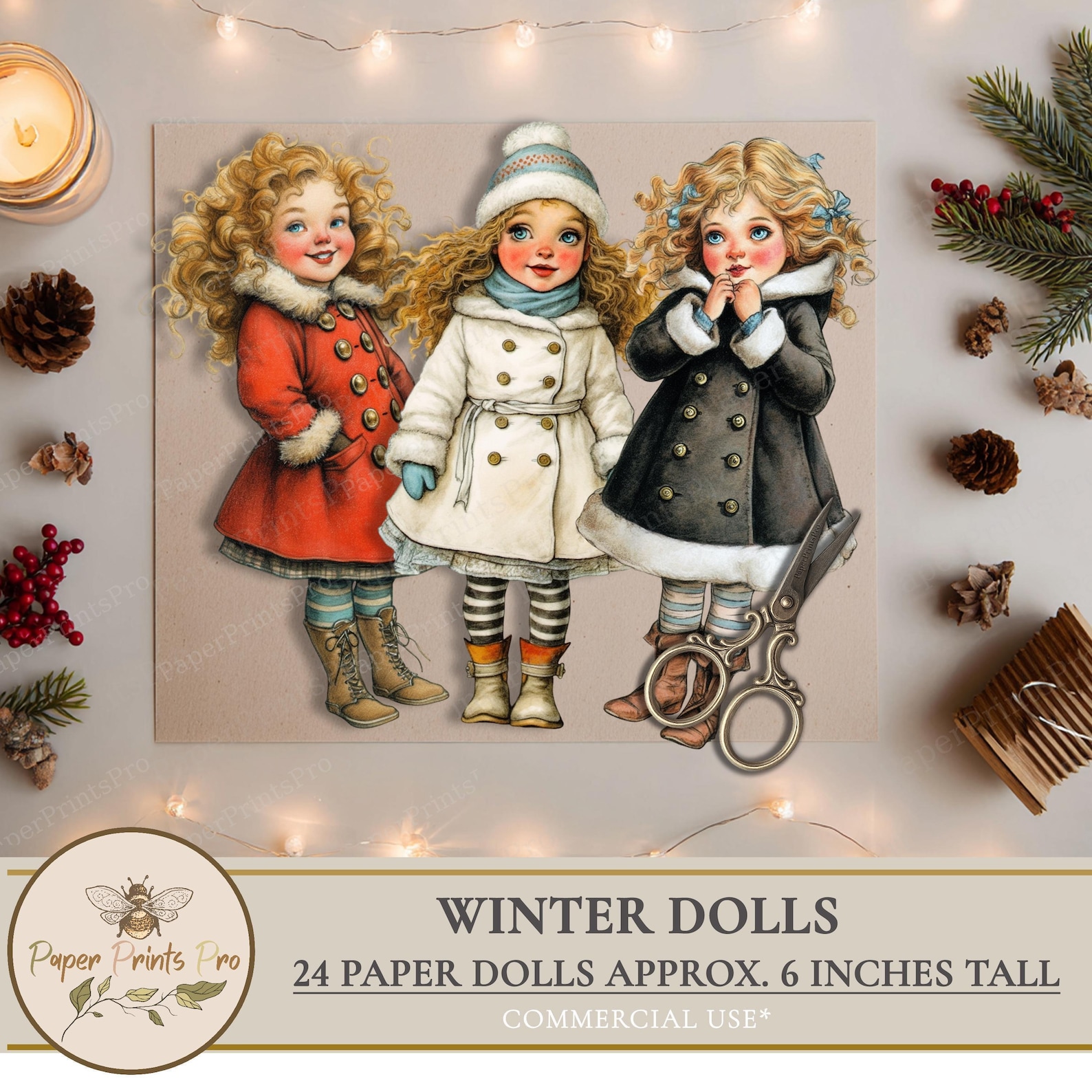 Winter Kids Paper Doll Set: Printable Holiday Craft Project for Junk ...