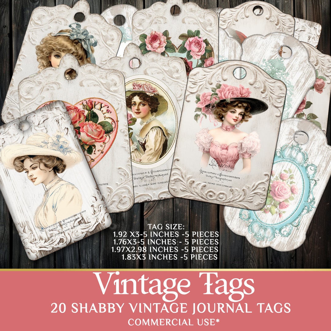DIGITAL Vintage Ephemera Tags Digital Collage Sheet Download - Etsy