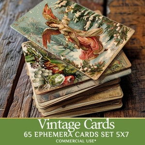 69 Christmas Ephemera Cards 5x7 inches in PDF- digital Vintage postcards - Perfect for Scrapbooking and Journaling