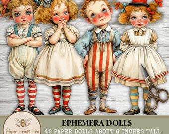 Printable Paper Dolls – 42 Vintage Cutouts for Scrapbooking, Junk Journals and Collage – PaperPrintsPro
