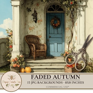 Printable Autumn Backgrounds – 15 Vintage 8x8 Pages for Junk Journals and Crafts – PaperPrintsPro