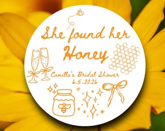 She Found Her Honey Bridal Shower Favor Labels | Bee Honeycomb Stickers Champagne | Meant to Bee Wedding Shower Tags | Sweet Celebration