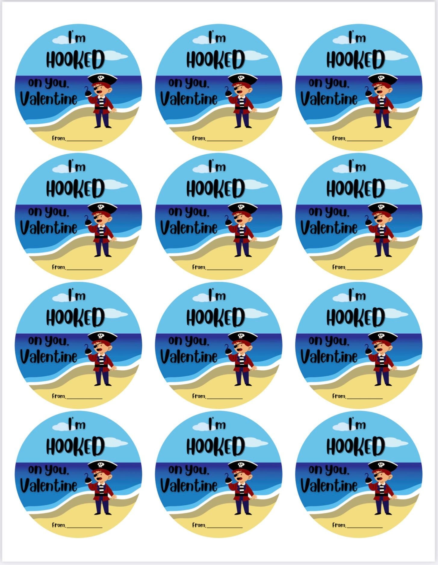 Pirate Valentine Printable Kids - Etsy