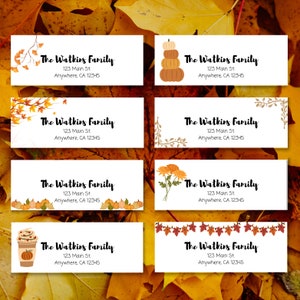 Personalized Autumn Return Address Labels | Custom Fall Leaves and Pumpkins Envelope Stickers for Mailing