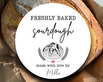 Custom Sourdough Bread Labels | Personalized Bakery Stickers | Homemade Loaf Tags | Artisan Baking Package Labels Gift Wrapping